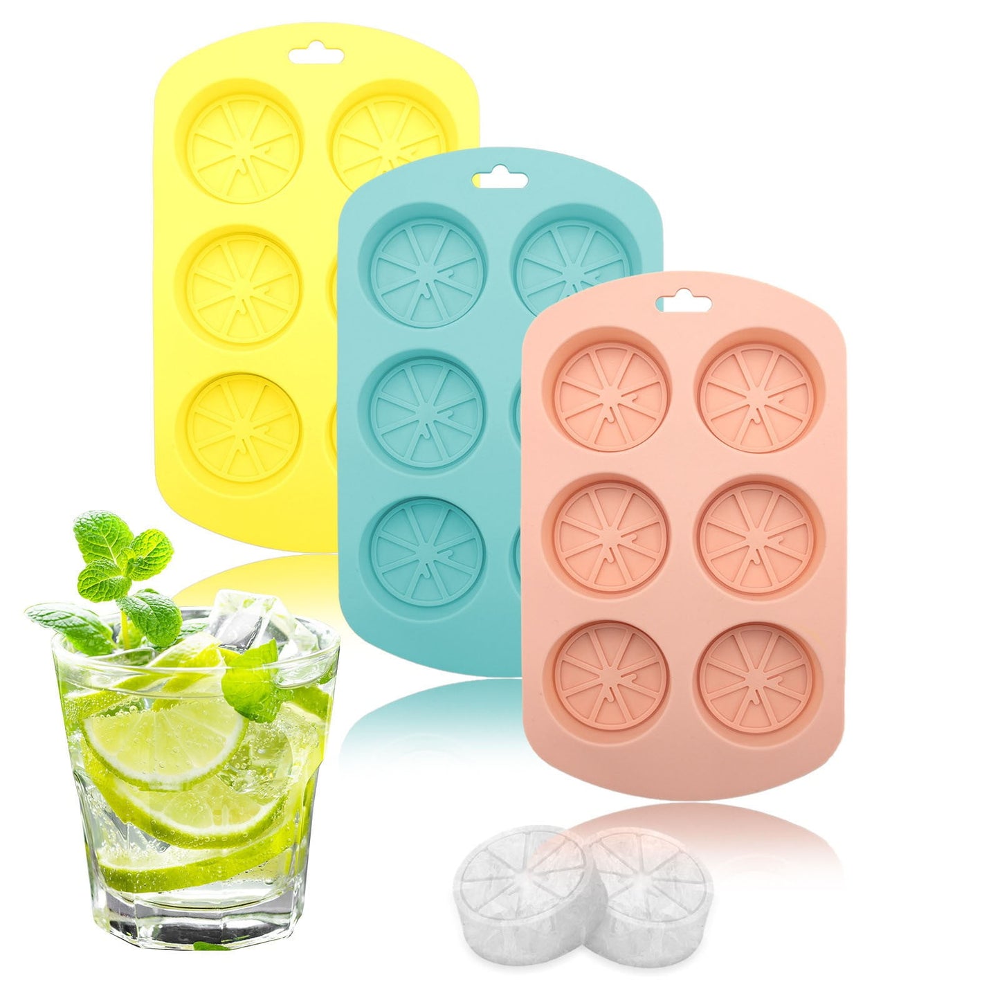 Darzheoy Friut Shaped Silicone Mold, 6 Cavity Lemon 3D Bakeware Mold, Nonstick Food Grade Mold for Soap, Candies, Fondant, Chocolate Yellow