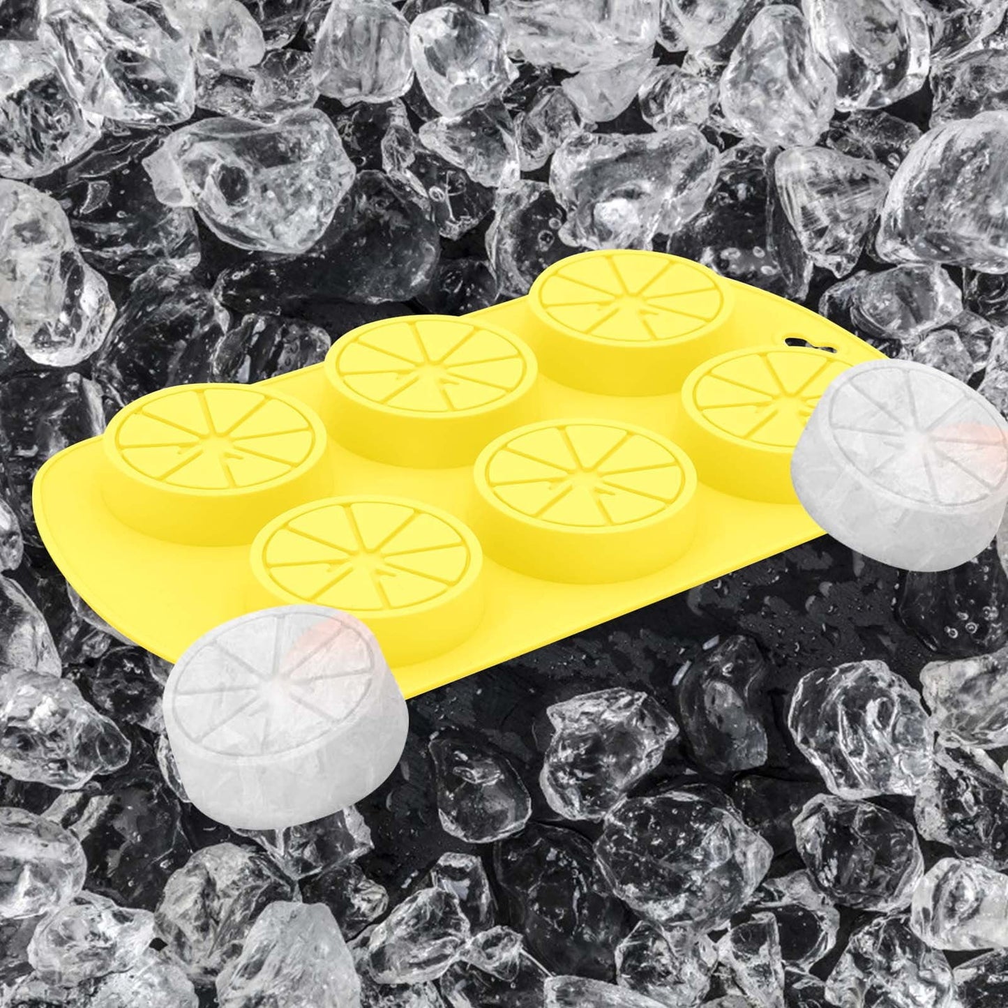 Darzheoy Friut Shaped Silicone Mold, 6 Cavity Lemon 3D Bakeware Mold, Nonstick Food Grade Mold for Soap, Candies, Fondant, Chocolate Yellow