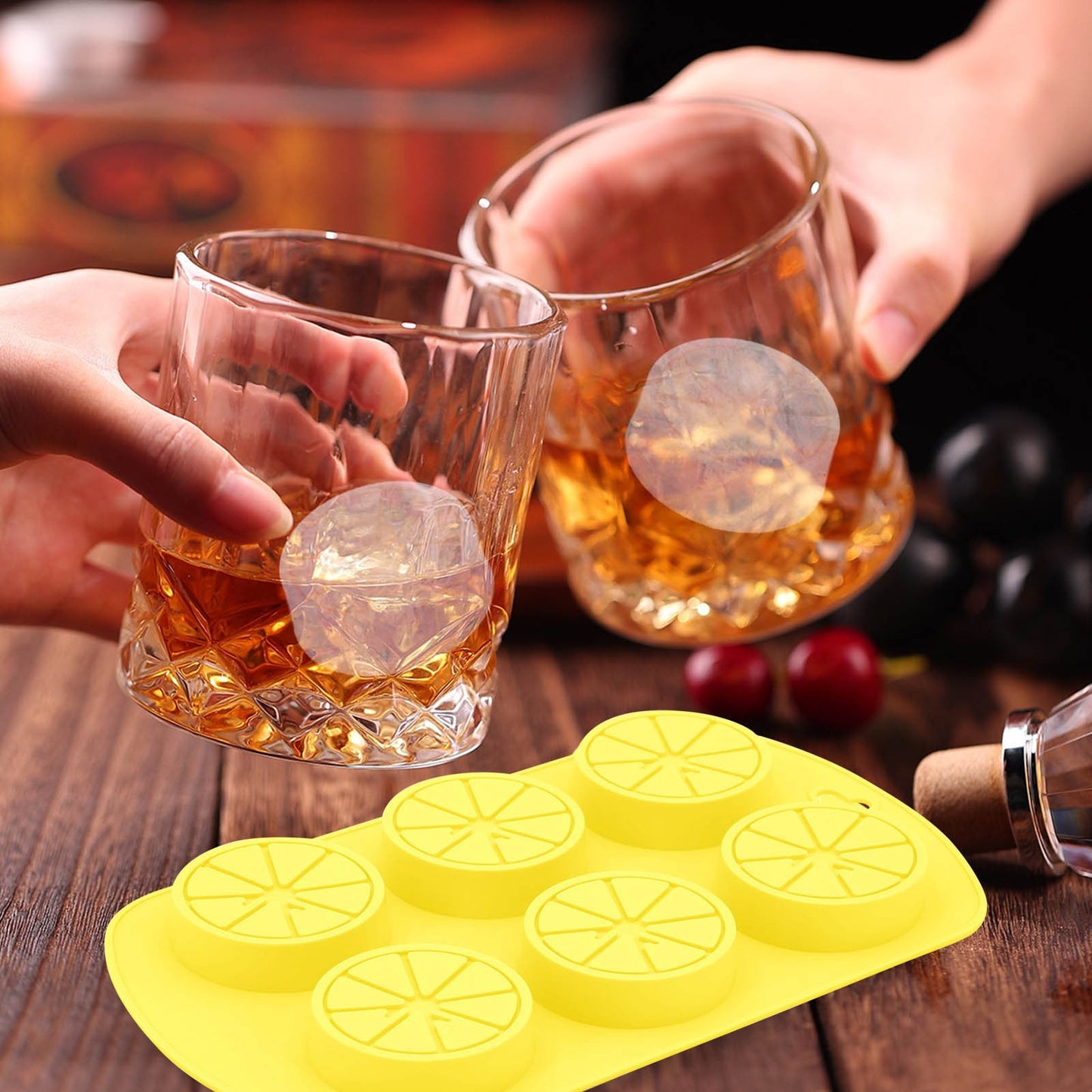 Darzheoy Friut Shaped Silicone Mold, 6 Cavity Lemon 3D Bakeware Mold, Nonstick Food Grade Mold for Soap, Candies, Fondant, Chocolate Yellow