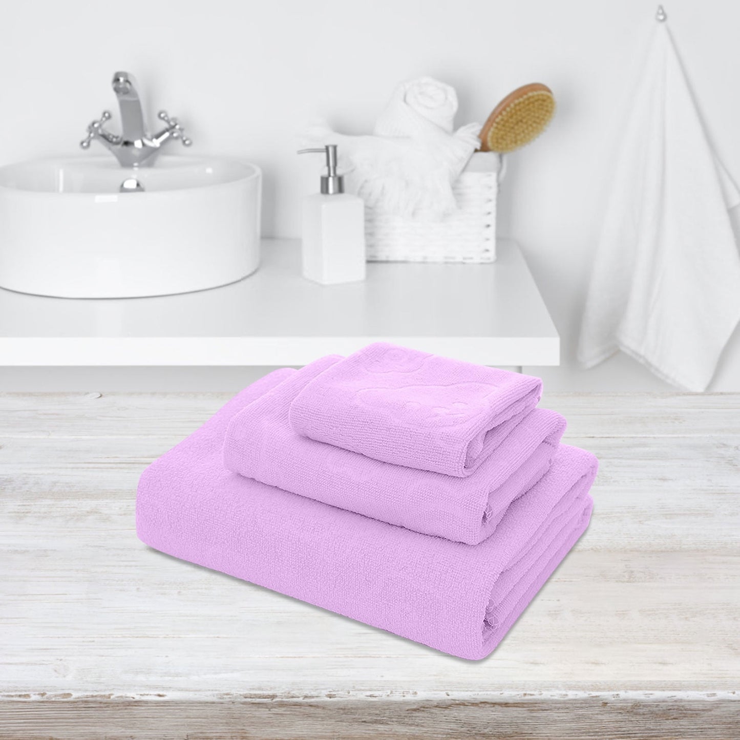 AYktou Bath Towels 3 Pack Cotton Bathroom Set,Contains a Bath Towels 28*56",a Hand Towels 12*12",a Face Towels 12*28",Soft Compact & Lightweight,for Gym Camp Beach and Daily Use Purple