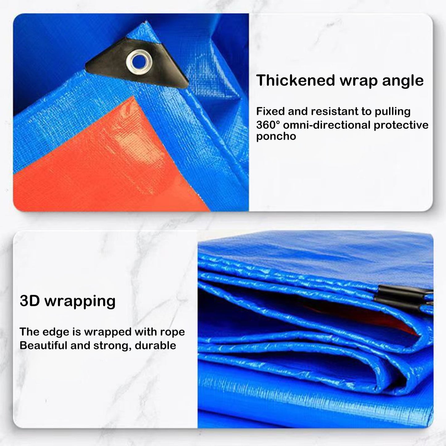 Darzheoy Heavy Duty Tarp Cover, Thick Tarps Waterproof Tear and Rip Proof UV Resistant Tarpaulin with Reinforced Grommets and Edges Blue