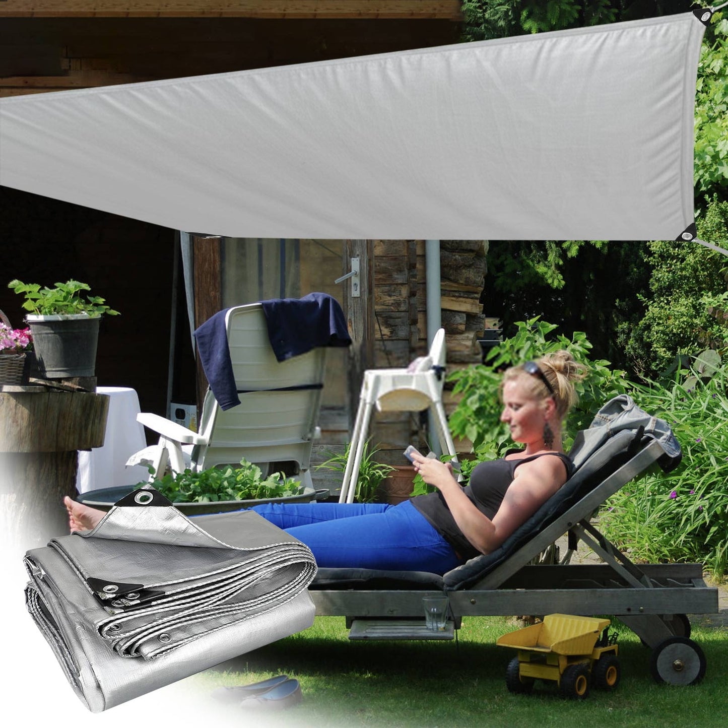 Darzheoy Heavy Duty Tarp Cover, Thick Tarps Waterproof Tear and Rip Proof UV Resistant Tarpaulin with Reinforced Grommets and Edges D