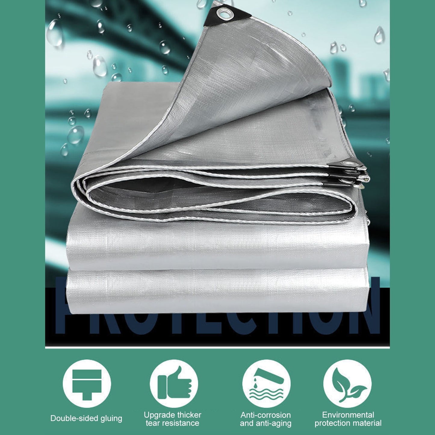 Darzheoy Heavy Duty Tarp Cover, Thick Tarps Waterproof Tear and Rip Proof UV Resistant Tarpaulin with Reinforced Grommets and Edges E