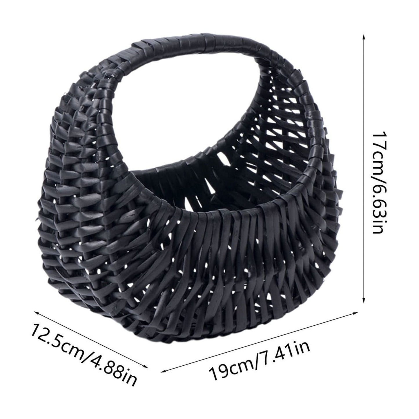 Darzheoy Wicker Basket with Handle, Wicker Shopping Basket, Picnic Baskets, Wicker Storage Basket, Rattan Basket for Wedding Black