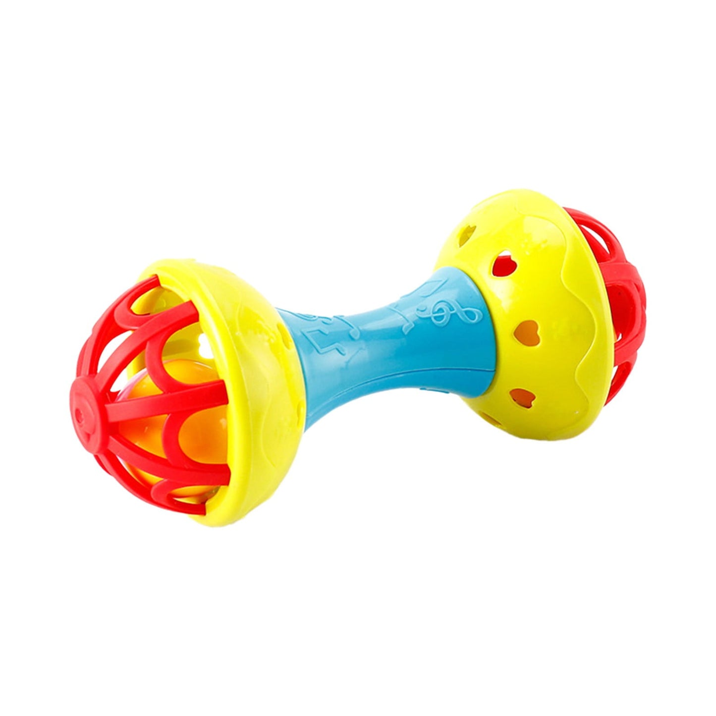 Chmadoxn Musical Jingle Rattle & Sensory Puzzle Ball Toy - Easy-Grasp Soft Baby Toy with Soothing Sounds, Textured Developmental Learning Ball for Infants 6-12 Months, Non-Toxic BPA-Free (Red&Yellow) As Show B