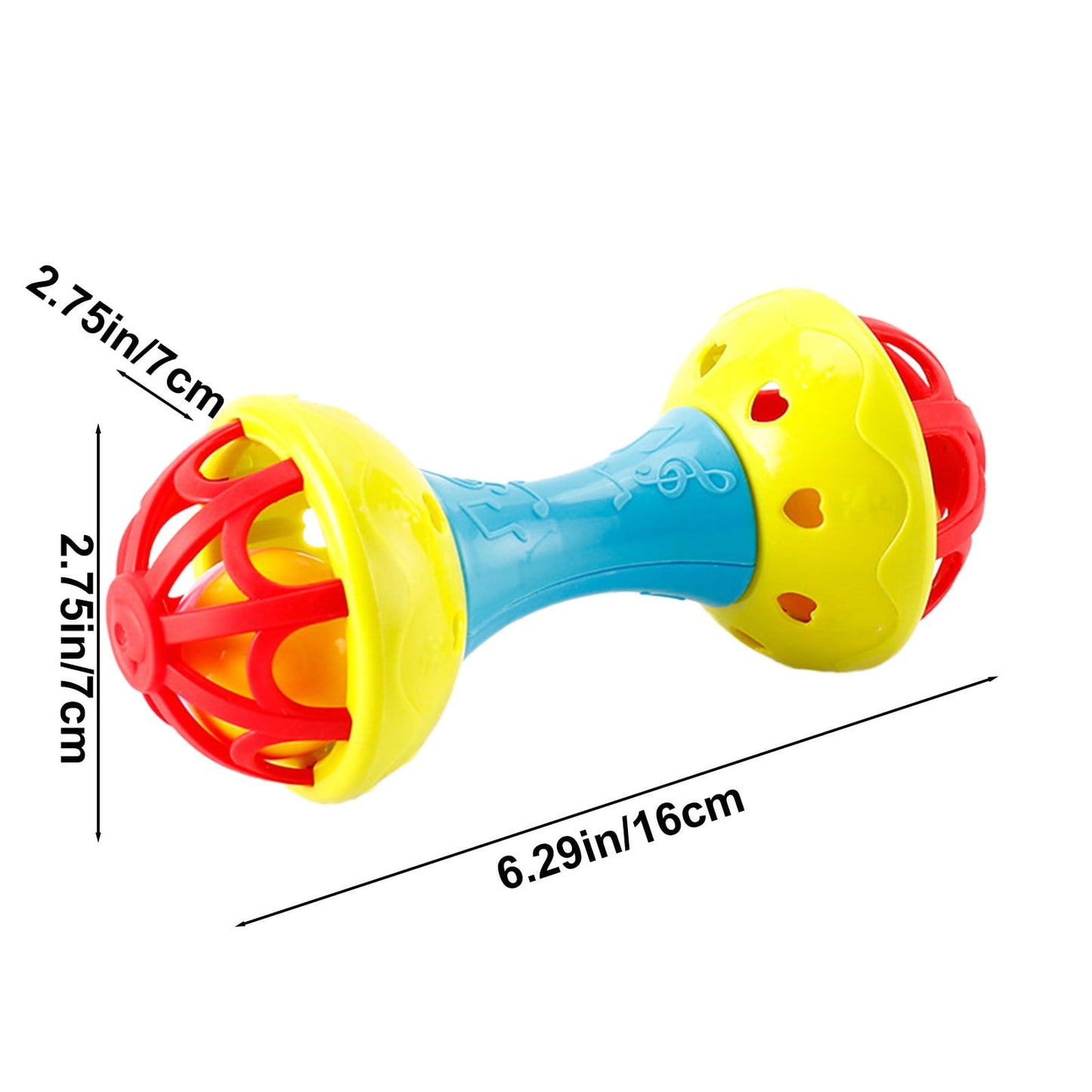 Chmadoxn Musical Jingle Rattle & Sensory Puzzle Ball Toy - Easy-Grasp Soft Baby Toy with Soothing Sounds, Textured Developmental Learning Ball for Infants 6-12 Months, Non-Toxic BPA-Free (Red&Yellow) As Show E