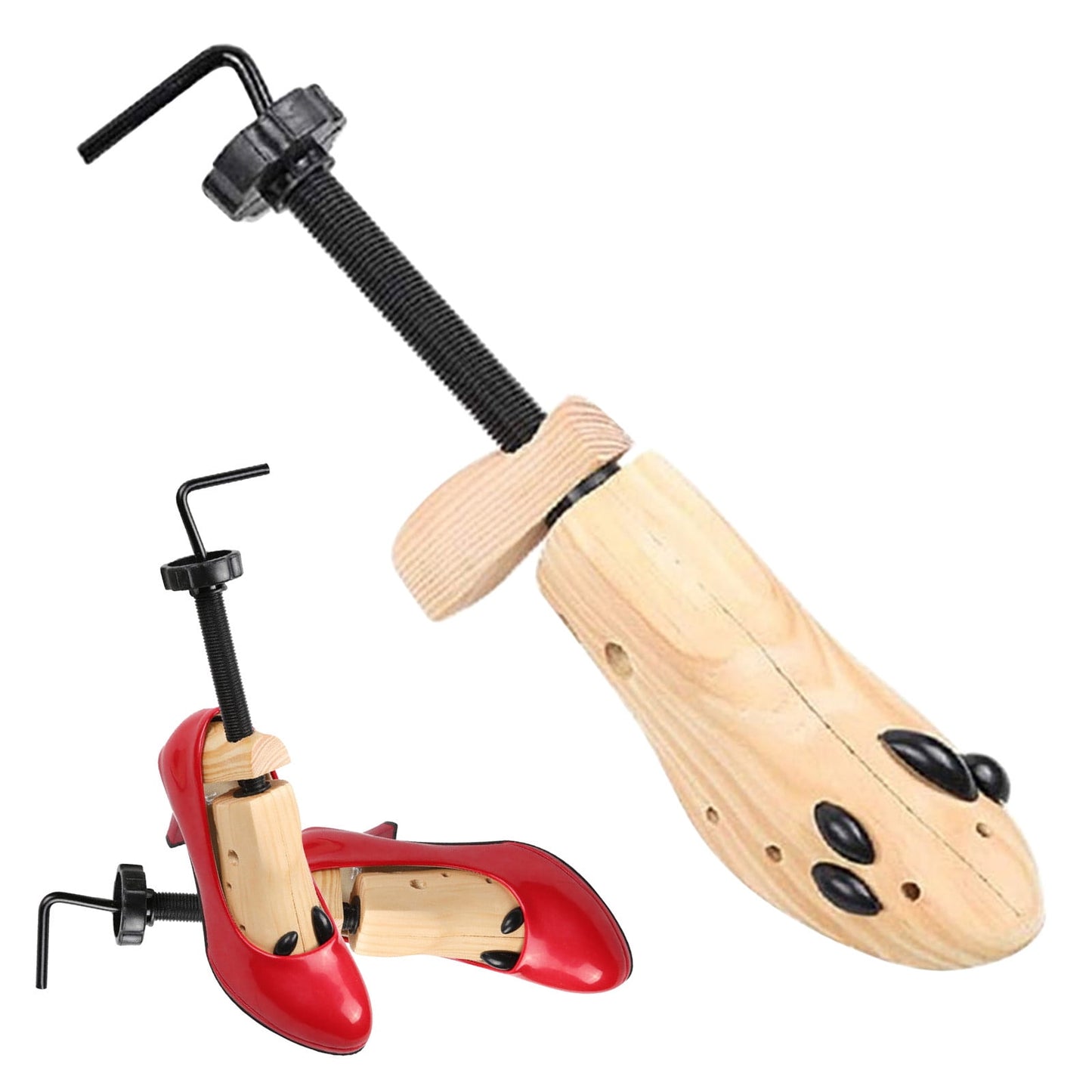 Darzheoy Shoe Stretcher for Men and Women Professional Shoe Adjustable Width & Length, Size 42-46, Wood (Includes Only 1 Shoe Stretcher) S Brown