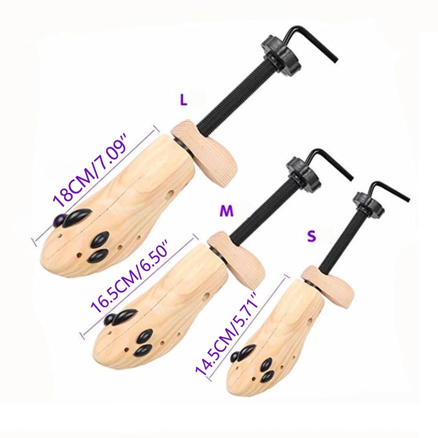 Darzheoy Shoe Stretcher for Men and Women Professional Shoe Adjustable Width & Length, Size 42-46, Wood (Includes Only 1 Shoe Stretcher) S Brown