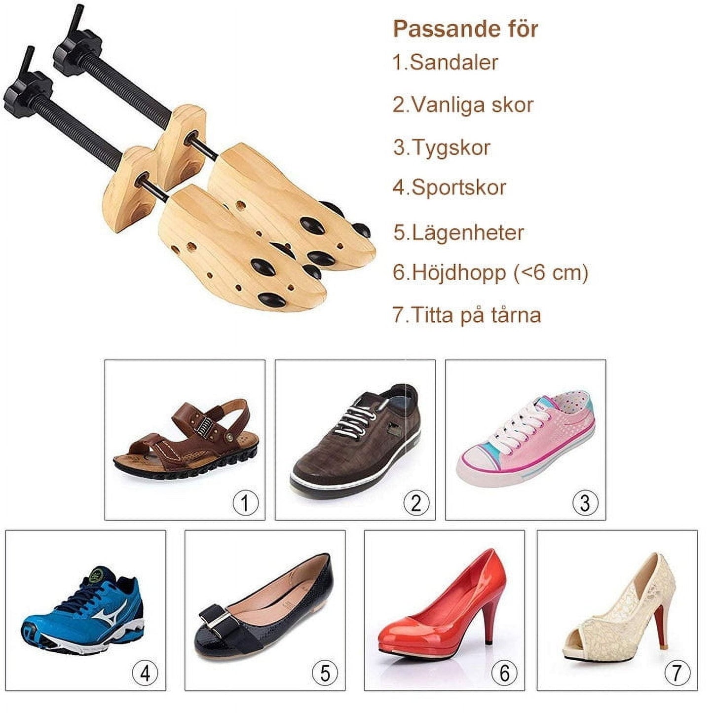 Darzheoy Shoe Stretcher for Men and Women Professional Shoe Adjustable Width & Length, Size 42-46, Wood (Includes Only 1 Shoe Stretcher) L Brown