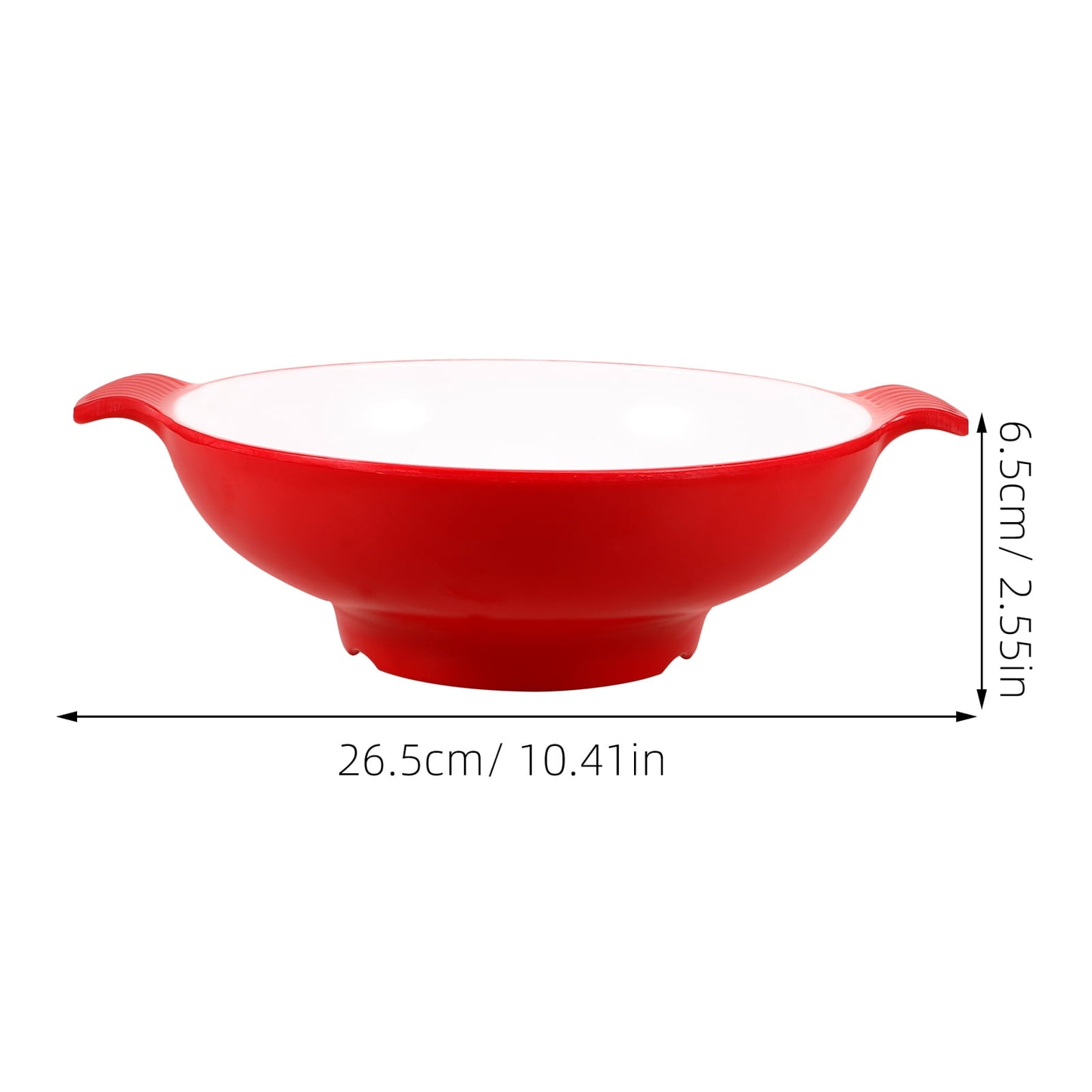 SKISUNO Large Salad Serving Bowl Red Plastic 1Set 10.41X8.45X2.55in