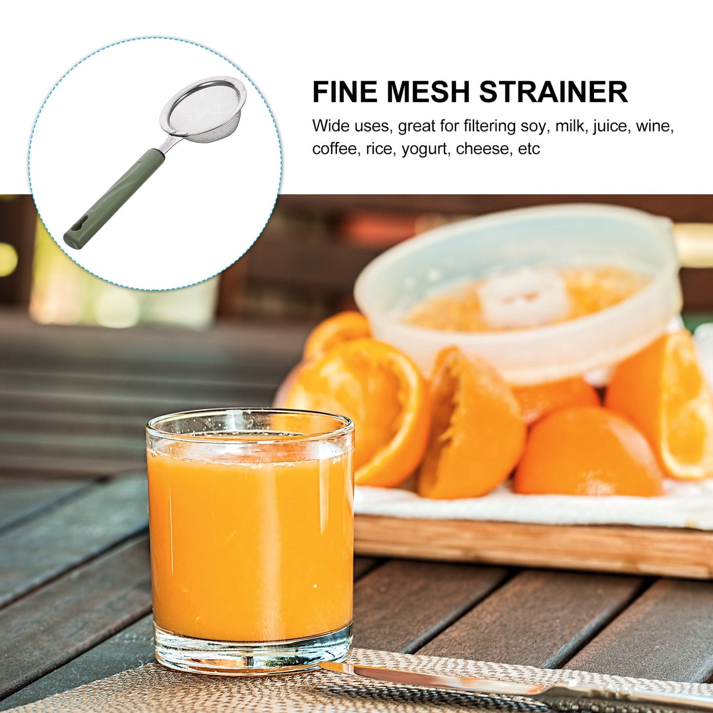WHAMVOX Sifters Liquid Strainer Extra Fine Mesh Stainless Steel Colander