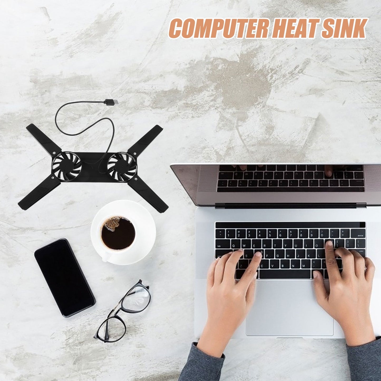 WHAMVOX Laptop Cooling Pad with Fan, Notebook Cooler Radiator Ventilation, Black, Efficient Heat Dissipation