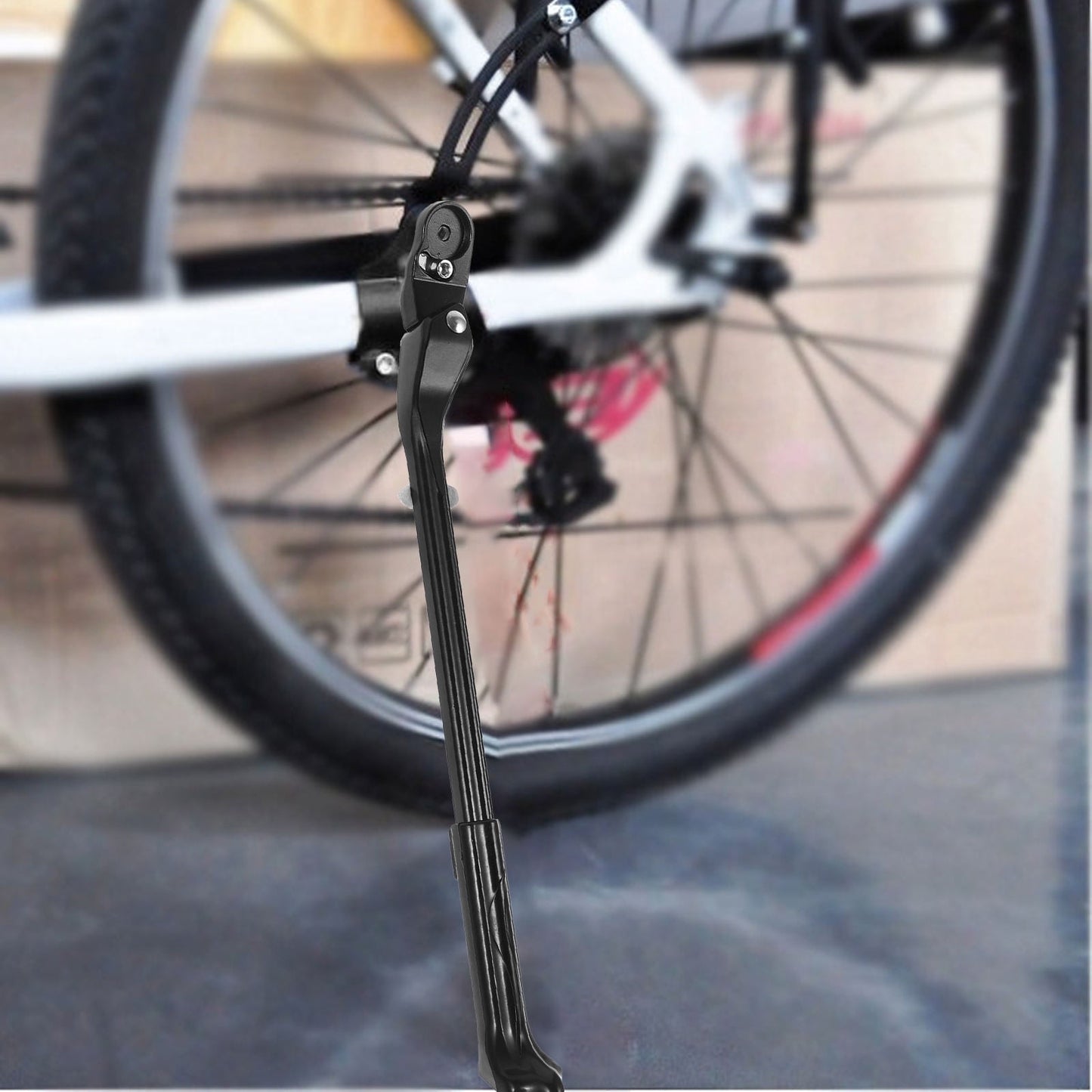 WHAMVOX Adjustable Rear Kickstand for Mountain Bikes Rack Support Black