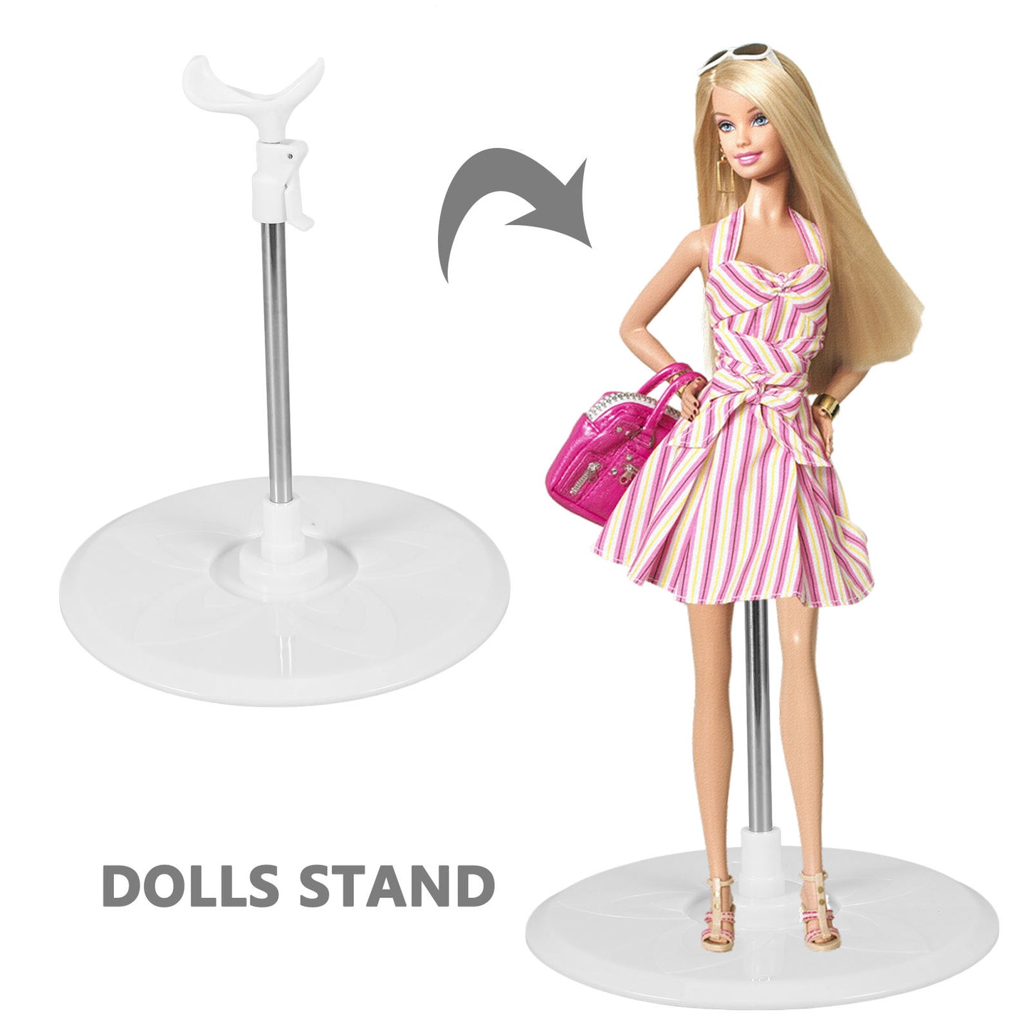 WHAMVOX Adjustable Metal Doll Display Stand Holder for Desktop, Organizer for Collectible Dolls and Figures