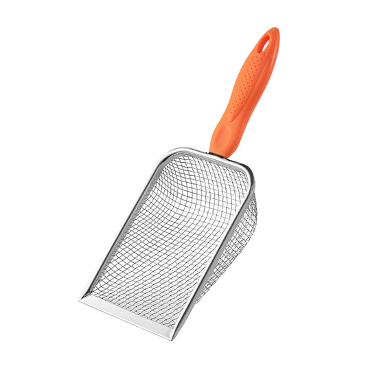Darzheoy Beach Mesh Shovel for Shell Collecting, Kids Filter Sand Scooper for Picking Up Shells, Shark Tooth Sifter Dipper for Boys and Girls Orange