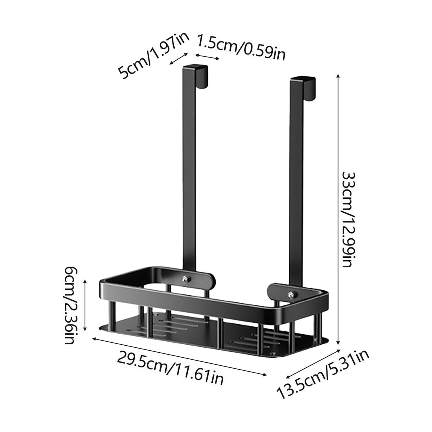 Kdkad 1-Tier Over-the-Door Hanging Shower Caddy - Large Capacity Rust-Proof Bath Organizer, No Drilling Sturdy Shower Shelf & Basket Storage Rack for Bathroom, Space-Saving Design 1-Tier Black