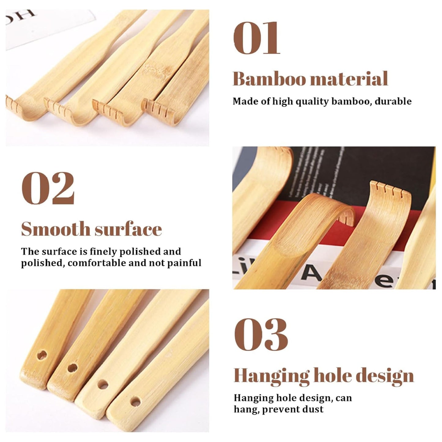 Darzheoy Bamboo Back Scratcher for Adults, Back Scratcher Massage Tool, Back Scratcher Rake Itching Relief Body Relaxation Massager Multicolor