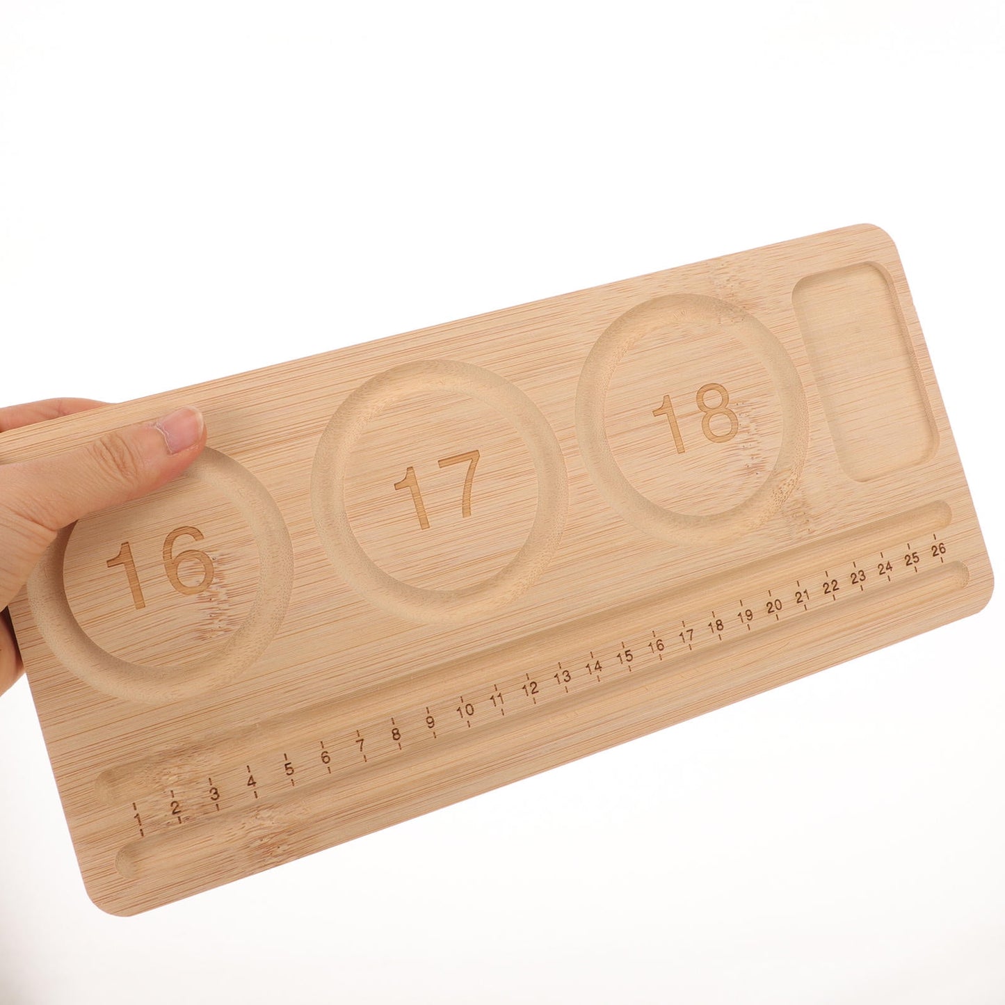 WHAMVOX Wooden Sorting Tray Bracelet Helper to Put on Beading Board Child Travel Brown