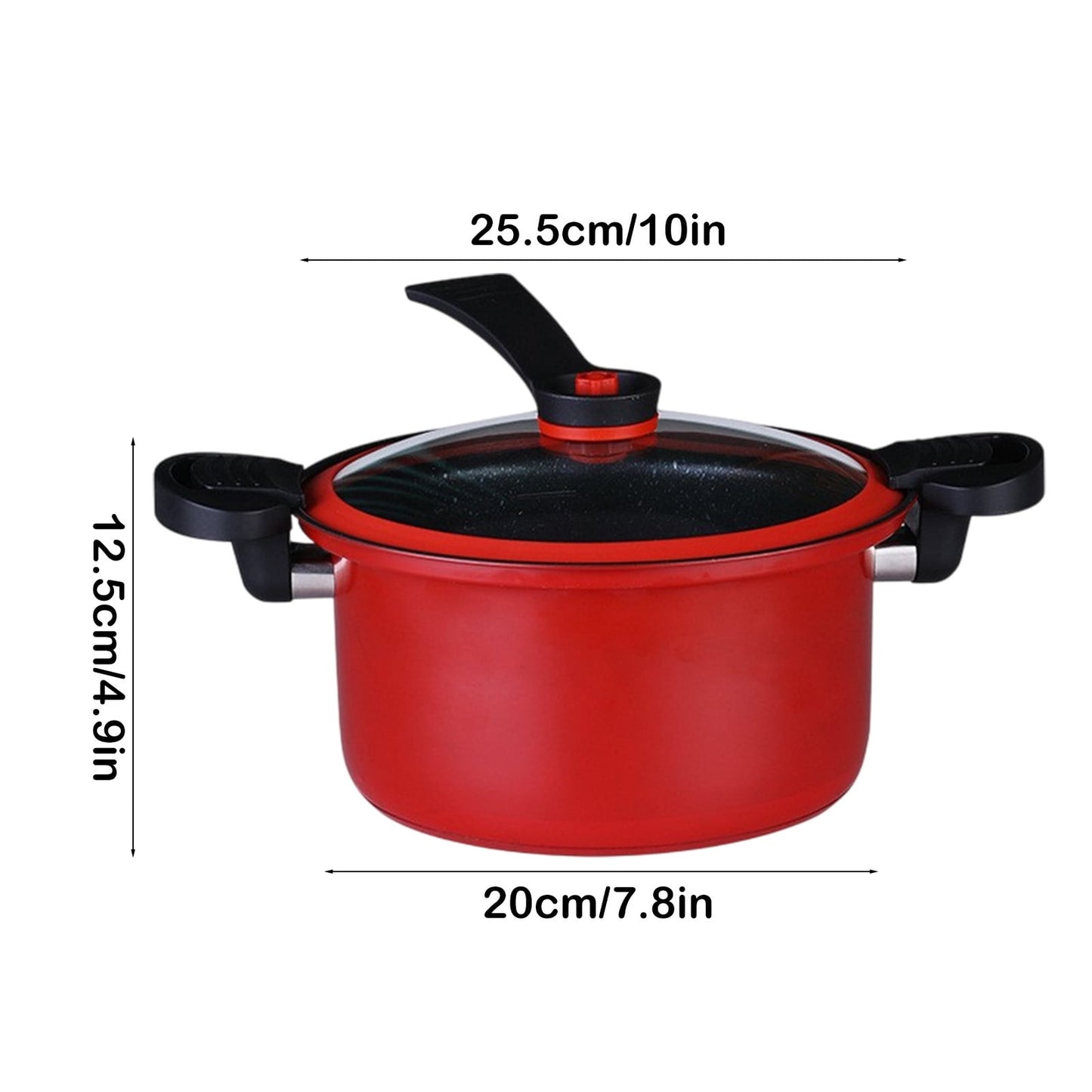 Darzheoy Nonstick Ceramic Coated Sauce Pan with Lid, Crock Pot with Twist & Lock Handles, Micro Pressure Cooker Versatile Cookware for Stovetops, Easy to Clean Red