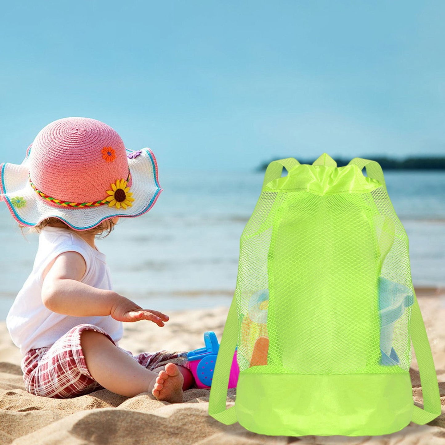 Darzheoy Swim Bag Mesh Drawstring Backpack Beach Backpack for Swimming, Gym, and Workout Gear Green