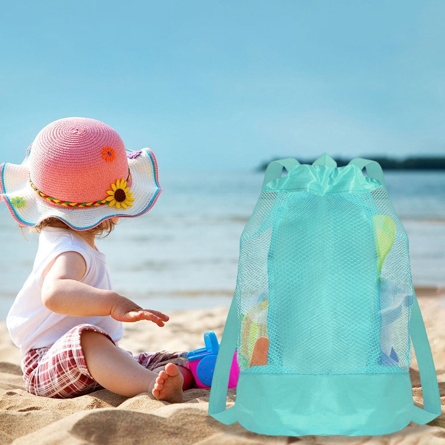 Darzheoy Swim Bag Mesh Drawstring Backpack Beach Backpack for Swimming, Gym, and Workout Gear Mint Green