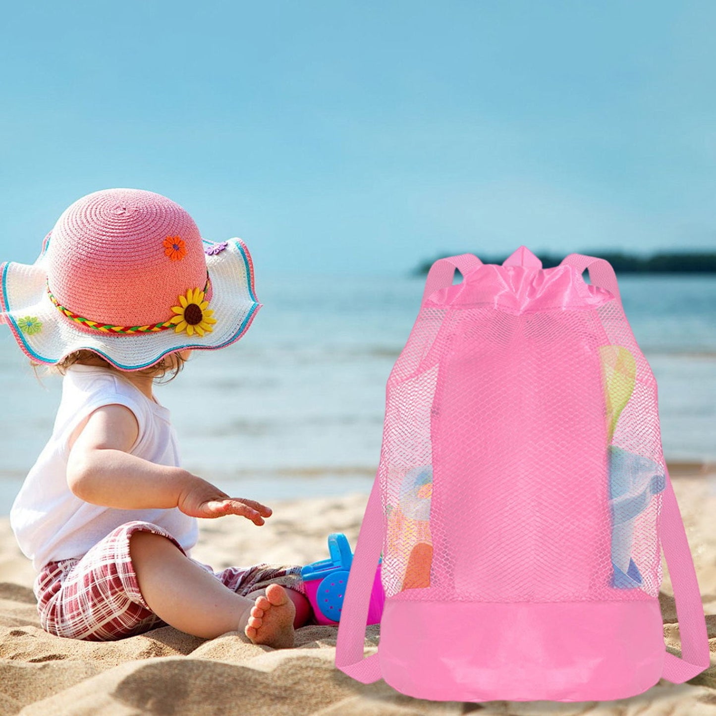 Darzheoy Swim Bag Mesh Drawstring Backpack Beach Backpack for Swimming, Gym, and Workout Gear Pink