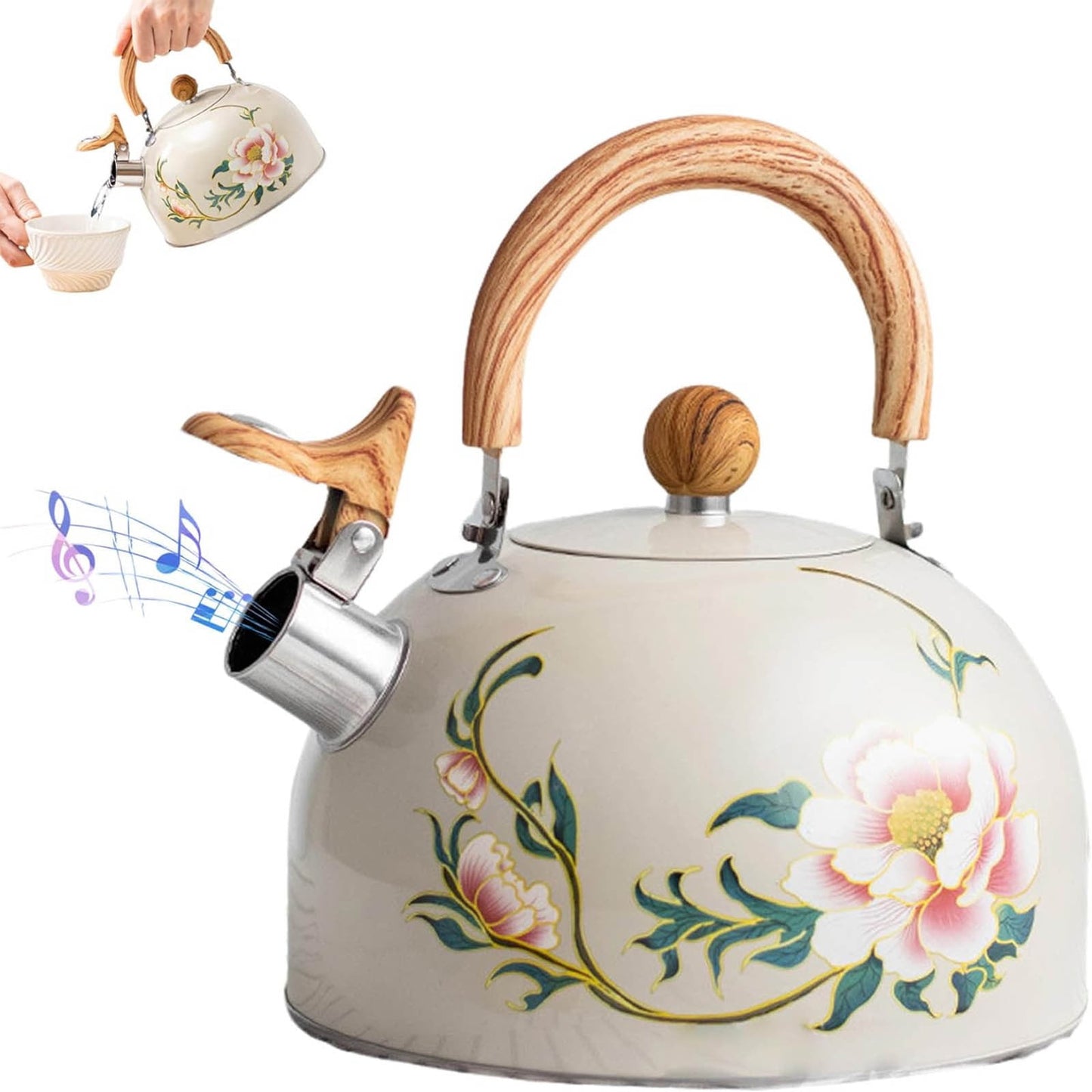 Darzheoy Whistling Tea Kettle for Stovetop, Stainless Steel Tea Pot Kettles, Rapid Boiling Teapot with Stay-Cool Ergonomic Handle, Perfect for Home & Kitchen Multicolor