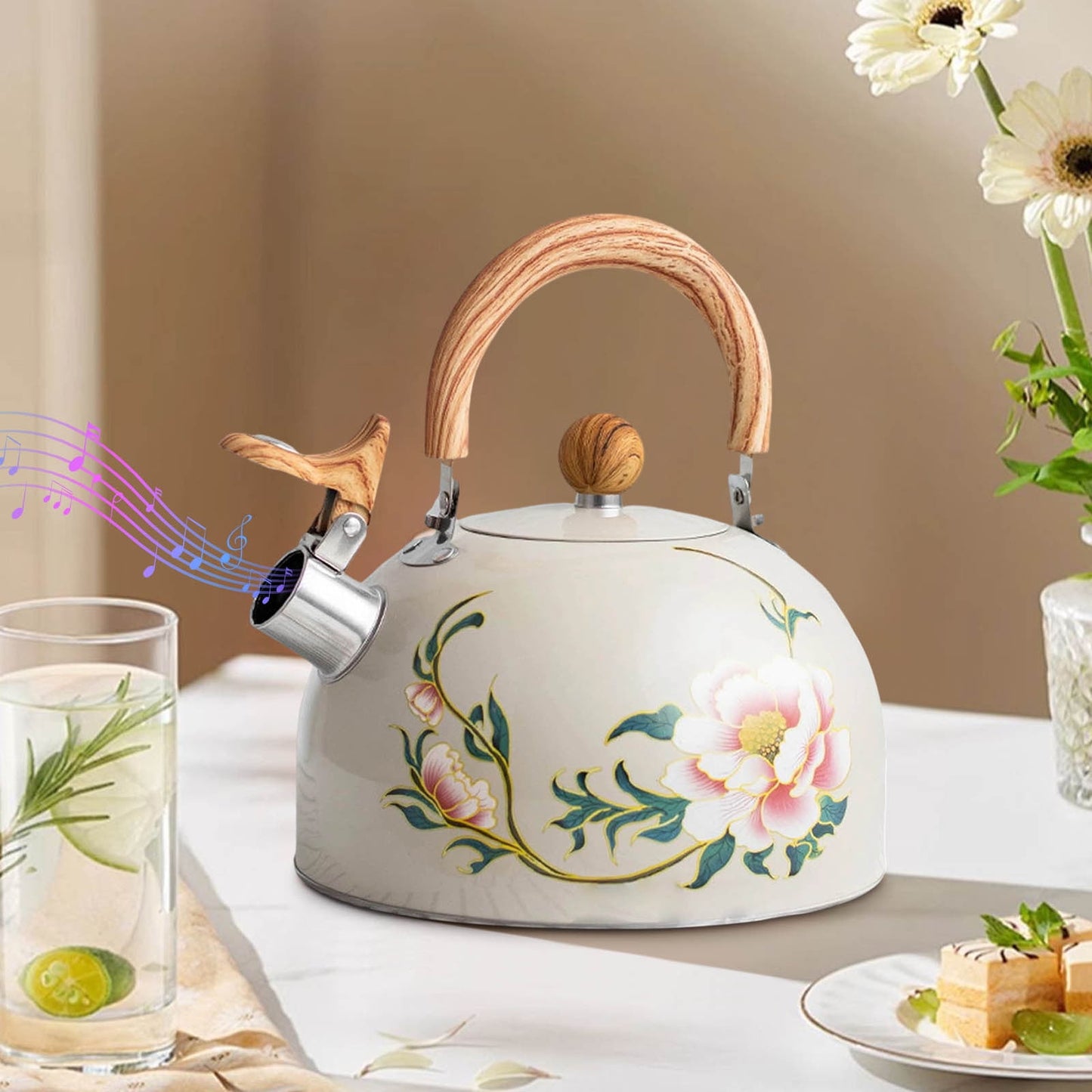 Darzheoy Whistling Tea Kettle for Stovetop, Stainless Steel Tea Pot Kettles, Rapid Boiling Teapot with Stay-Cool Ergonomic Handle, Perfect for Home & Kitchen Multicolor
