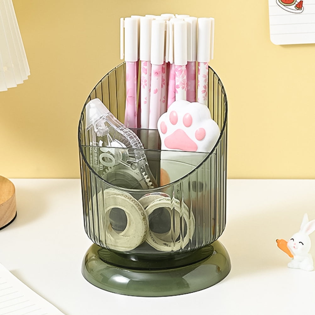 SKISUNO Makeup Brush Holder Pet Green Cylinder 1Set 6.09X4.52X4.52in