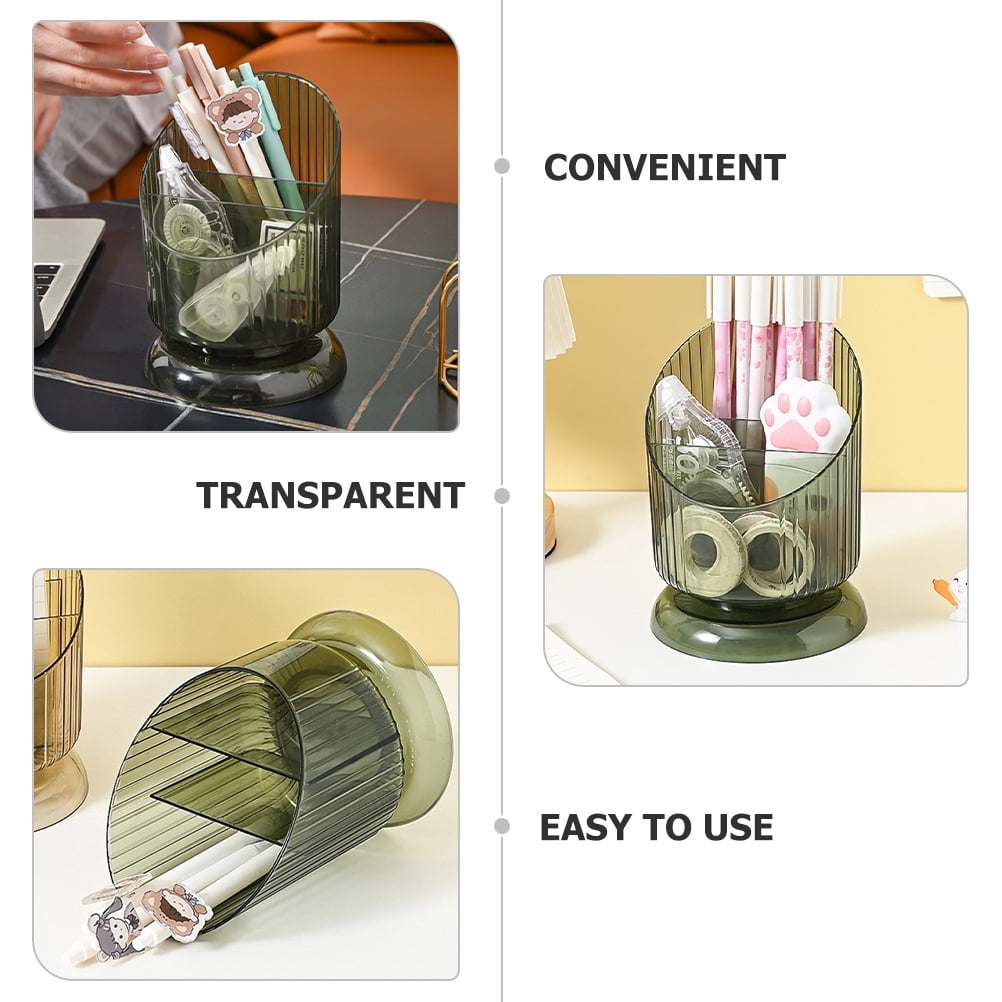 SKISUNO Makeup Brush Holder Pet Green Cylinder 1Set 6.09X4.52X4.52in