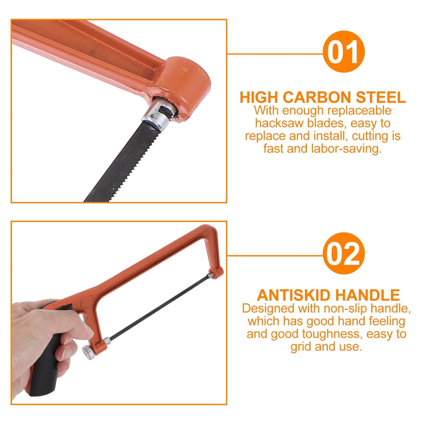 SKISUNO Orange Mini Hacksaw Set for Kids and Gardeners, Compact Hand Saw for Precise Cutting and Craft Projects