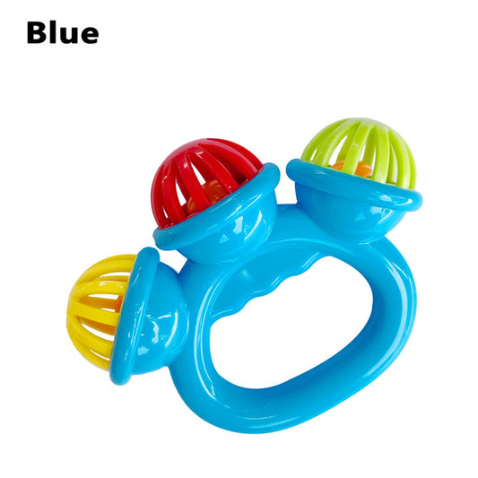 Chmadoxn Colorful Tri-Head Baby Shaker Rattle Toy, 3-in-1 Sensory Toy for Newborns 0-3 Years, Safe BPA-Free Hand Grasp Toy for Early Learning 2.8×3.7 in Blue