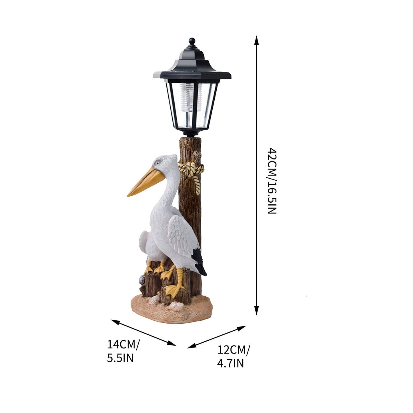 Darzheoy Pelican Garden Statue with Solar Lantern Pelican Solar Light for Outside Decor Sculptures & Statues Lights for Lawn Decor A
