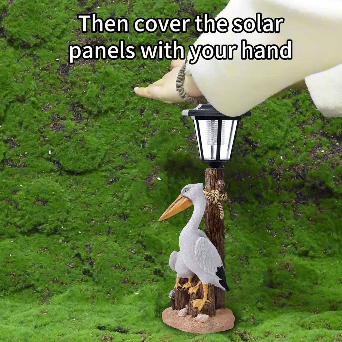 Darzheoy Pelican Garden Statue with Solar Lantern Pelican Solar Light for Outside Decor Sculptures & Statues Lights for Lawn Decor A