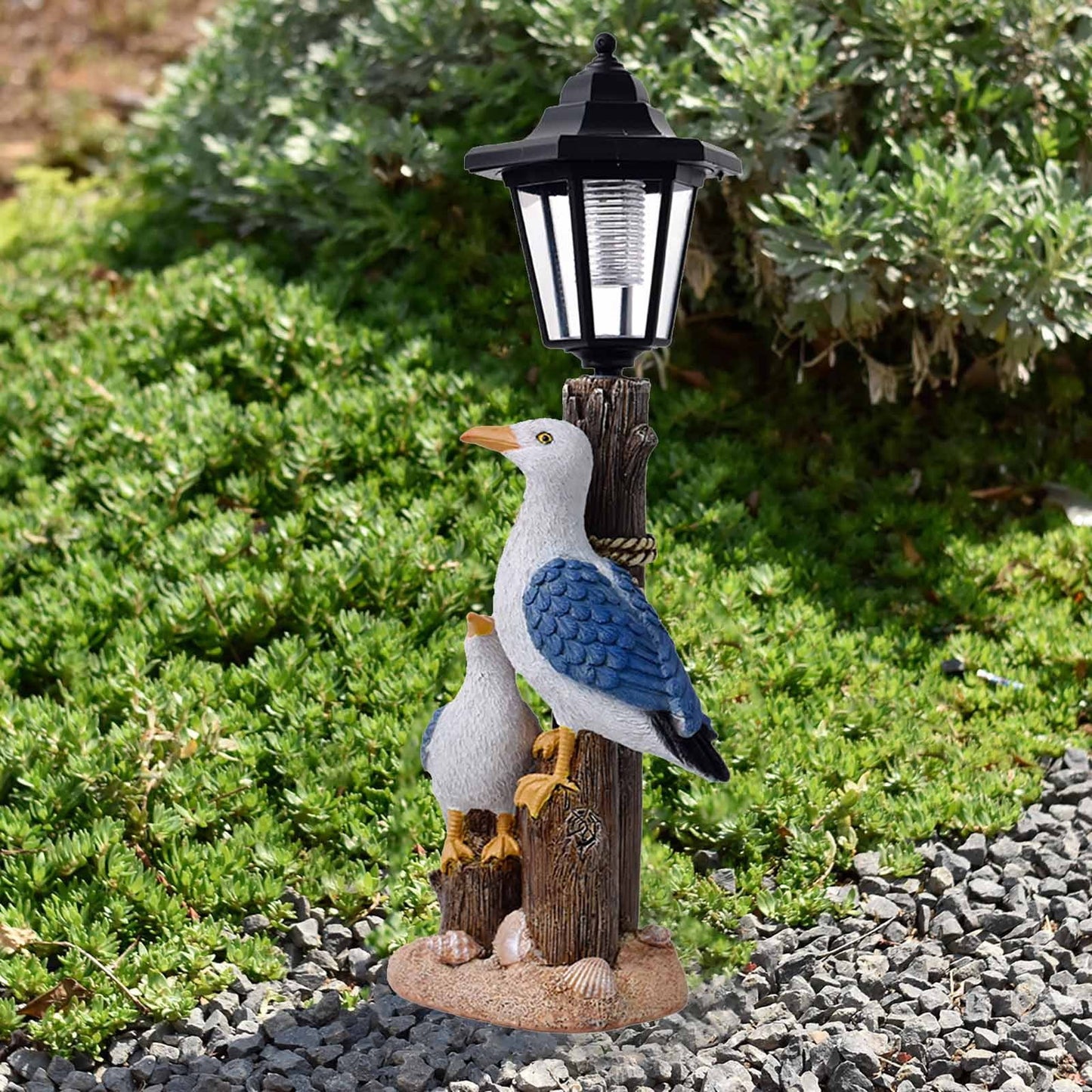 Darzheoy Pelican Garden Statue with Solar Lantern Pelican Solar Light for Outside Decor Sculptures & Statues Lights for Lawn Decor B