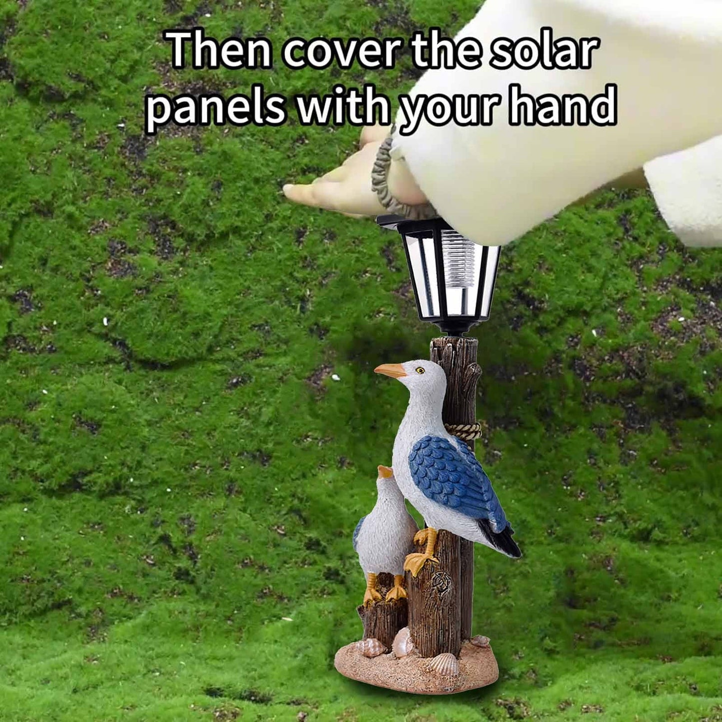 Darzheoy Pelican Garden Statue with Solar Lantern Pelican Solar Light for Outside Decor Sculptures & Statues Lights for Lawn Decor B