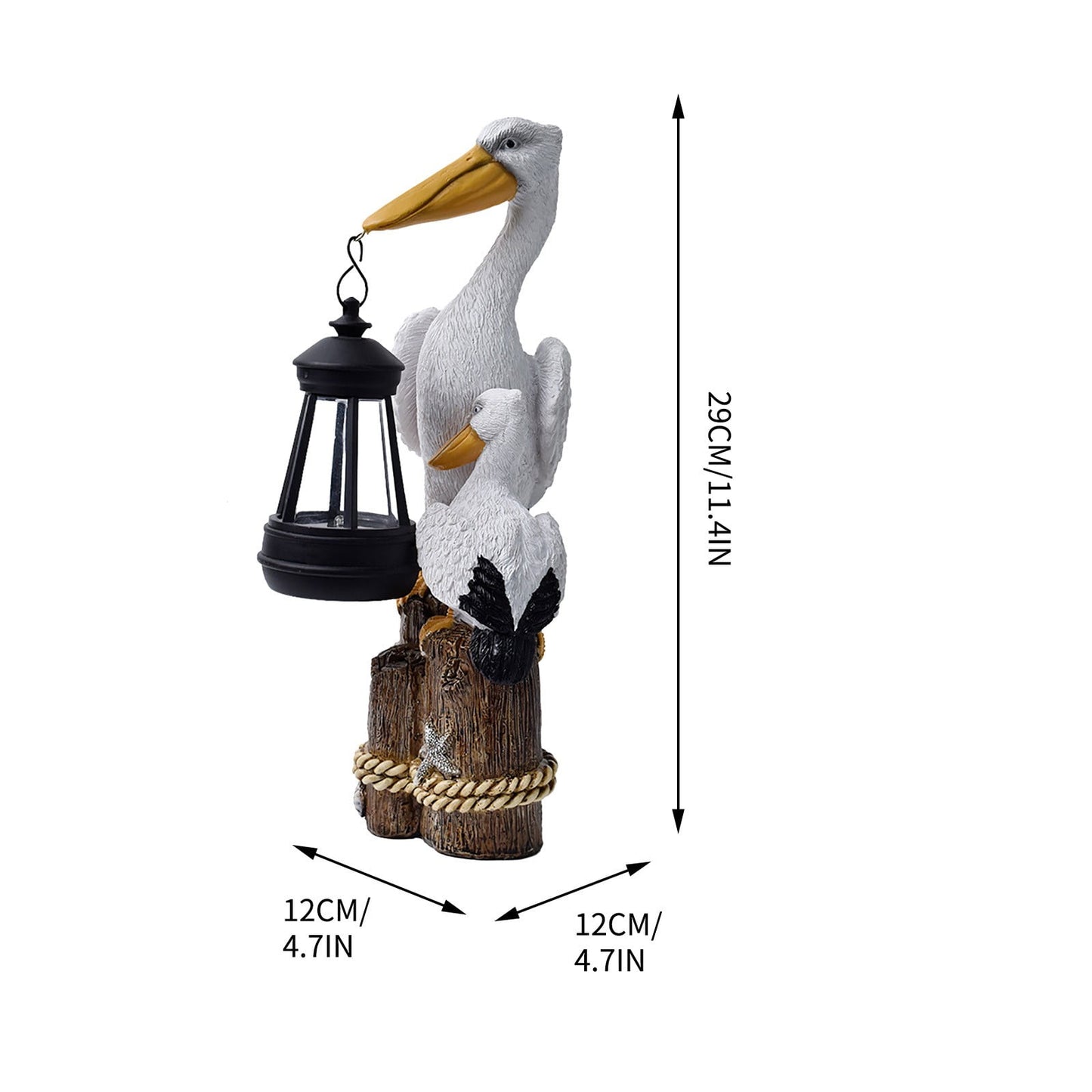 Darzheoy Pelican Garden Statue with Solar Lantern Pelican Solar Light for Outside Decor Sculptures & Statues Lights for Lawn Decor C