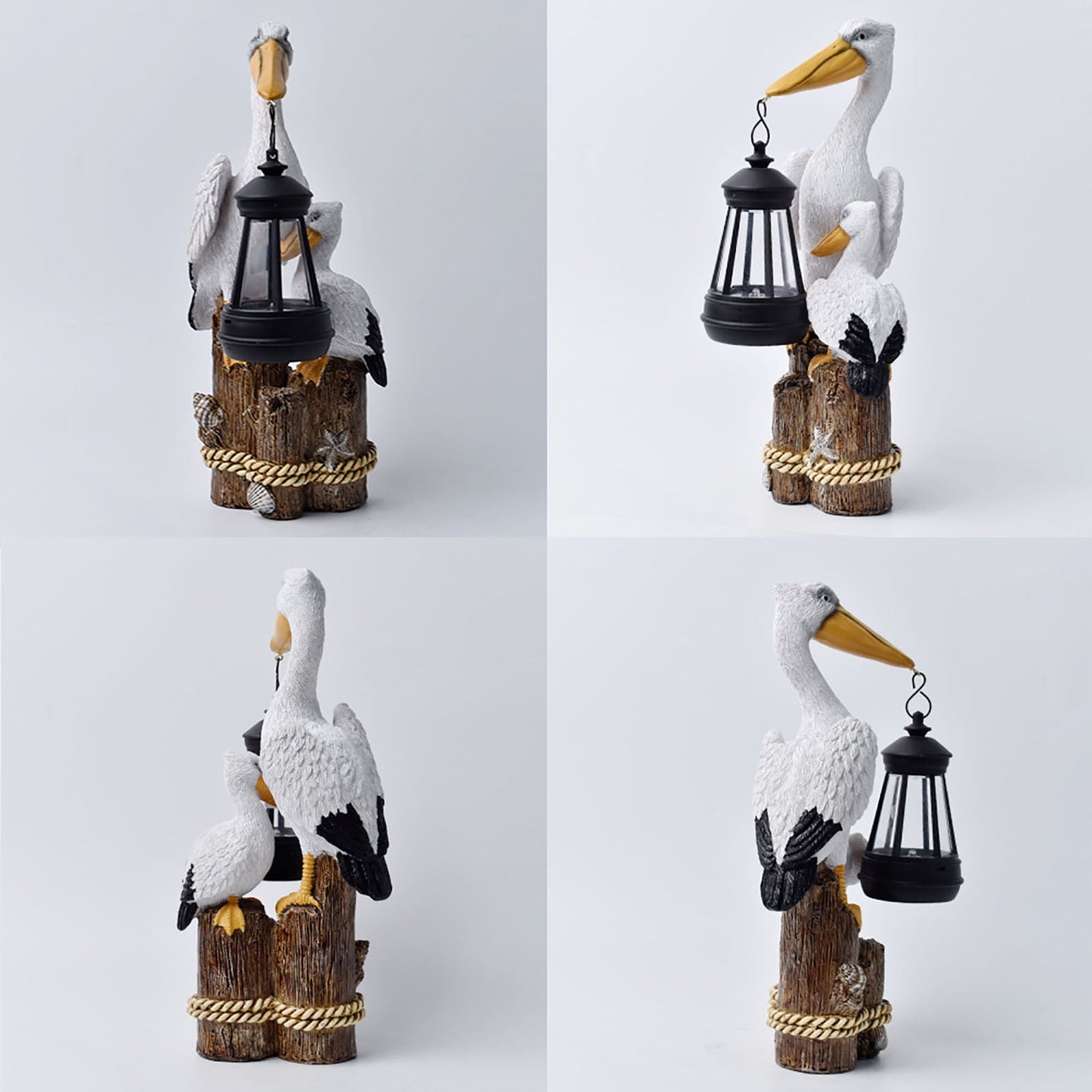 Darzheoy Pelican Garden Statue with Solar Lantern Pelican Solar Light for Outside Decor Sculptures & Statues Lights for Lawn Decor C