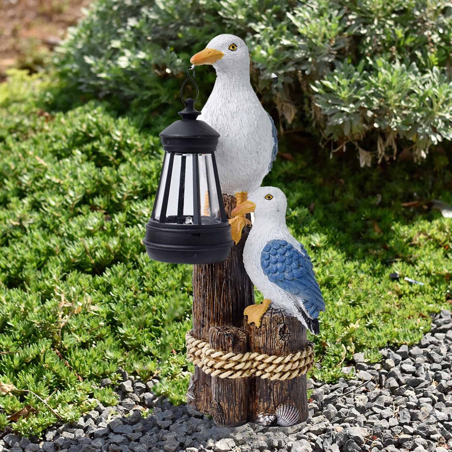 Darzheoy Pelican Garden Statue with Solar Lantern Pelican Solar Light for Outside Decor Sculptures & Statues Lights for Lawn Decor D