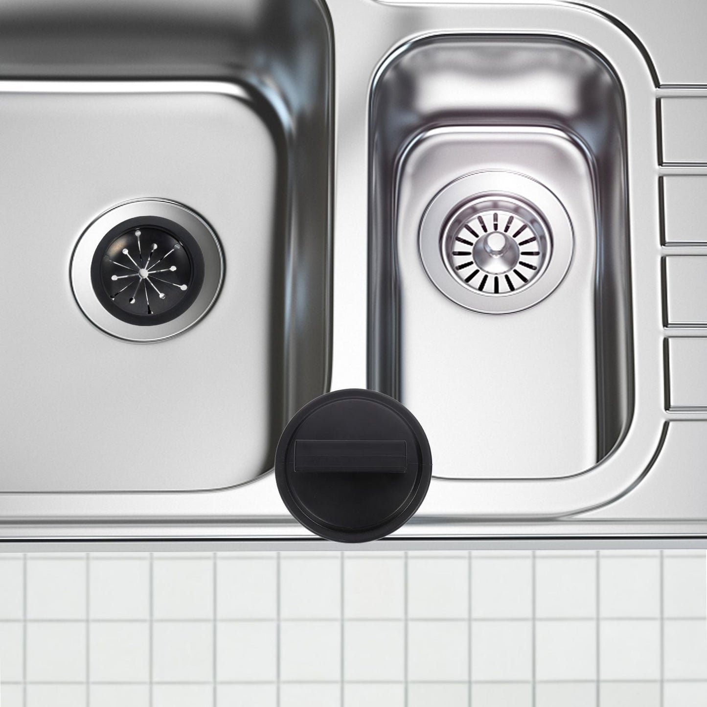 HOOWIFFY 2-Pack Garbage Disposal Sink Guard in Black ABS Plastic, 6.25 x 5.05 x 3.5 Inches, Protector for Home Kitchen