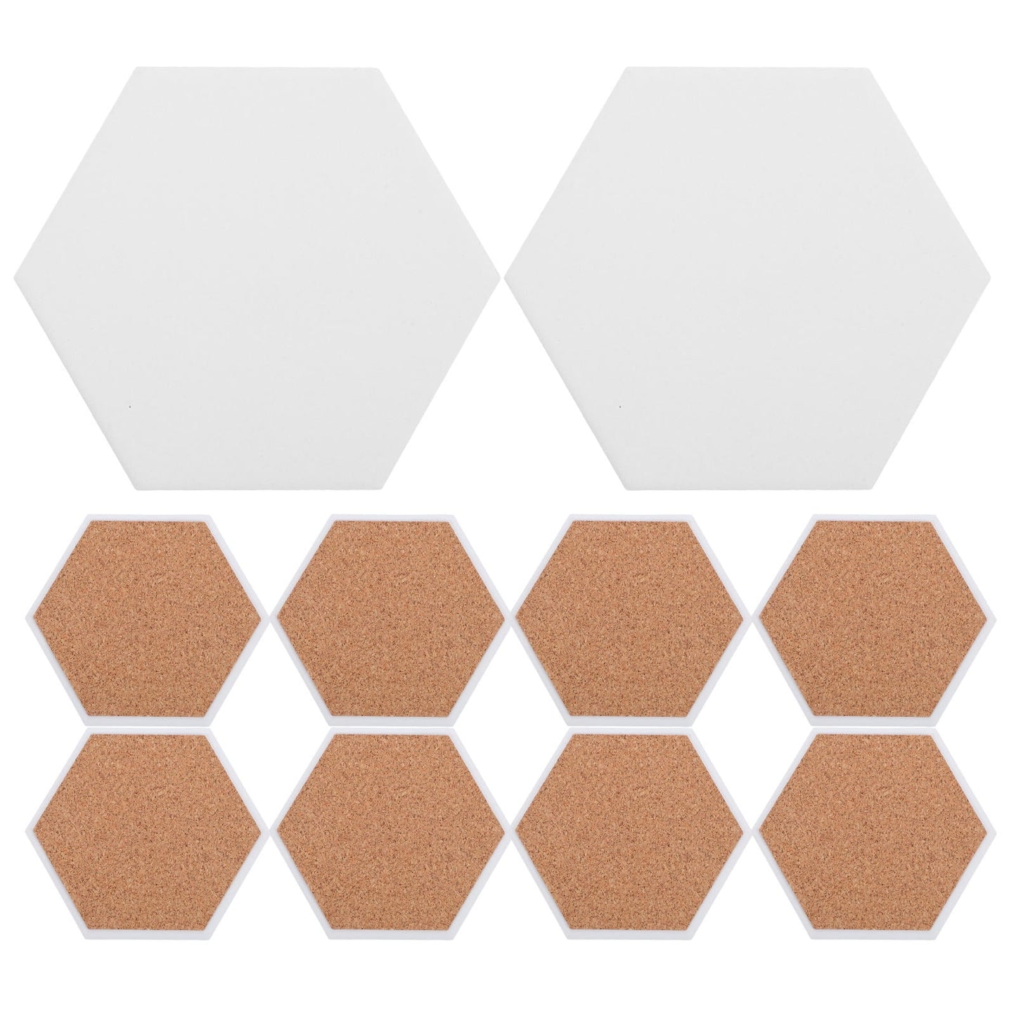 HOOWIFFY 10Set White Ceramic Hexagonal Coasters with Nonslip Heat Resistant Surface for Sublimation