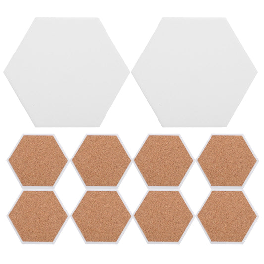 HOOWIFFY 10Set White Ceramic Hexagonal Coasters with Nonslip Heat Resistant Surface for Sublimation