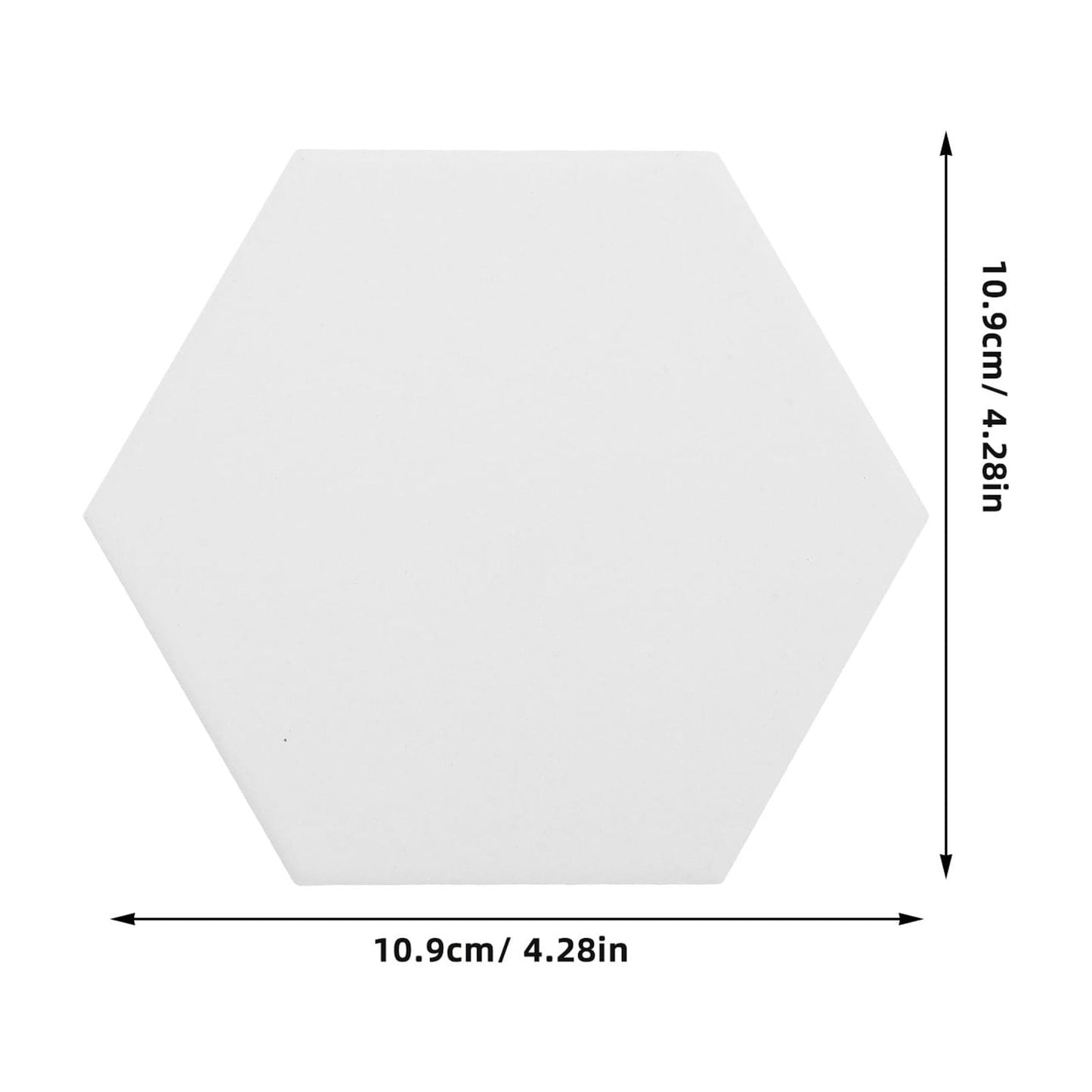 HOOWIFFY 10Set White Ceramic Hexagonal Coasters with Nonslip Heat Resistant Surface for Sublimation