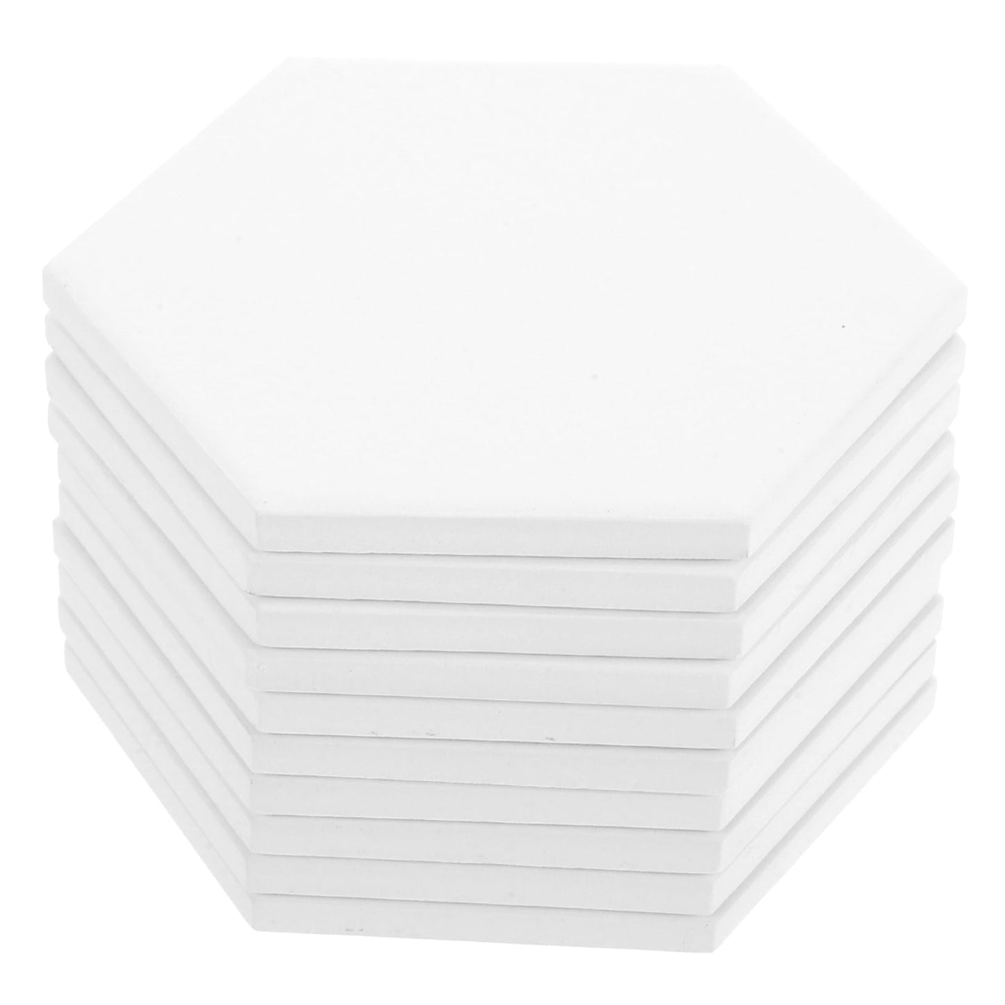 HOOWIFFY 10Set White Ceramic Hexagonal Coasters with Nonslip Heat Resistant Surface for Sublimation