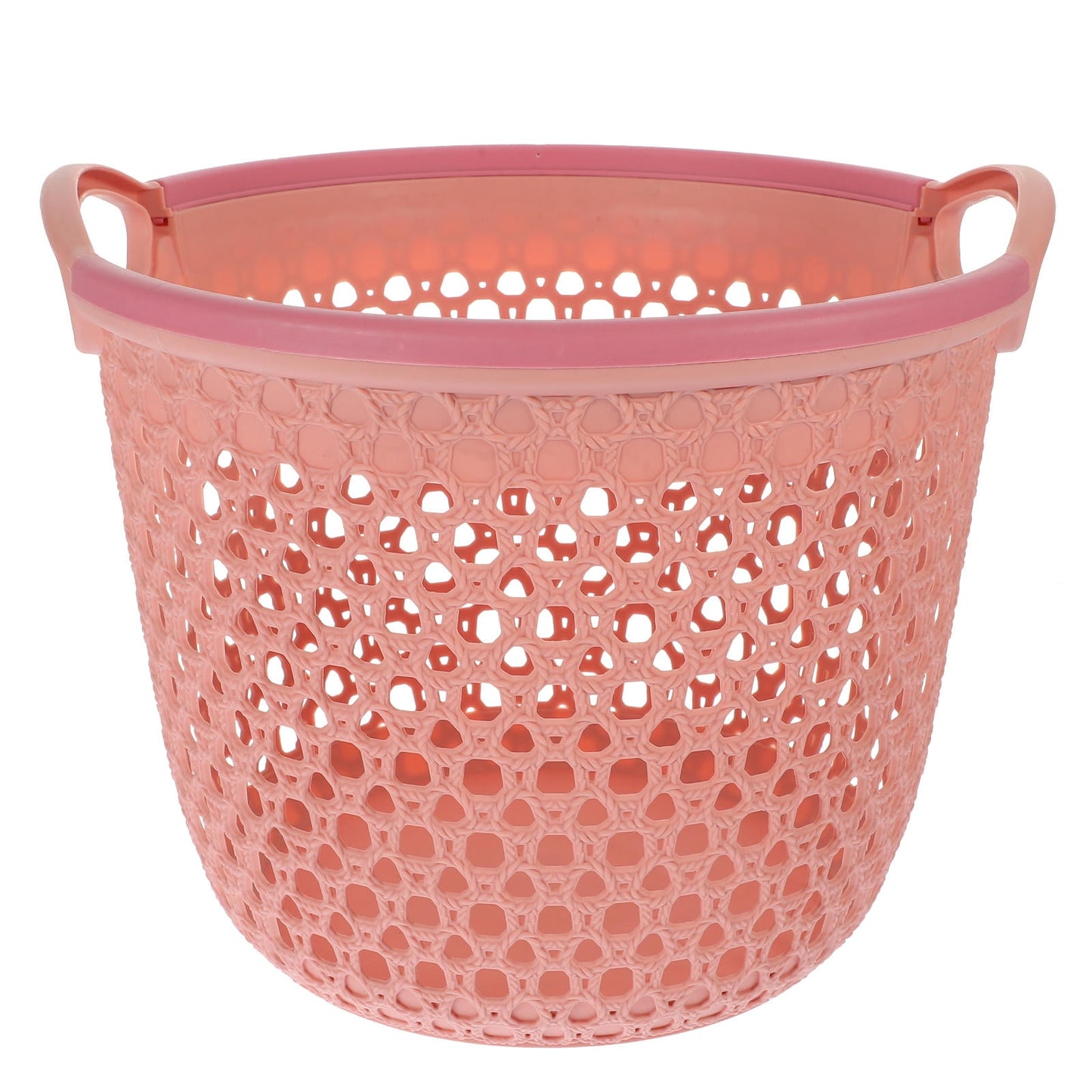 HOOWIFFY 1Pcs Portable Laundry Basket Pink Hollow Laundry Management with Handle PP