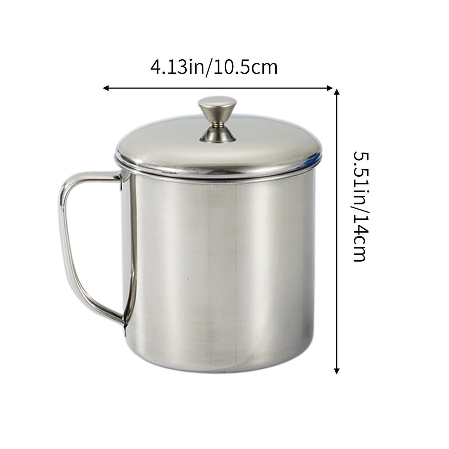 Darzheoy Stainless Steel Coffee Cup - Metal Tea Mug with Lid and Handle for Camping and Everyday Use S Silver