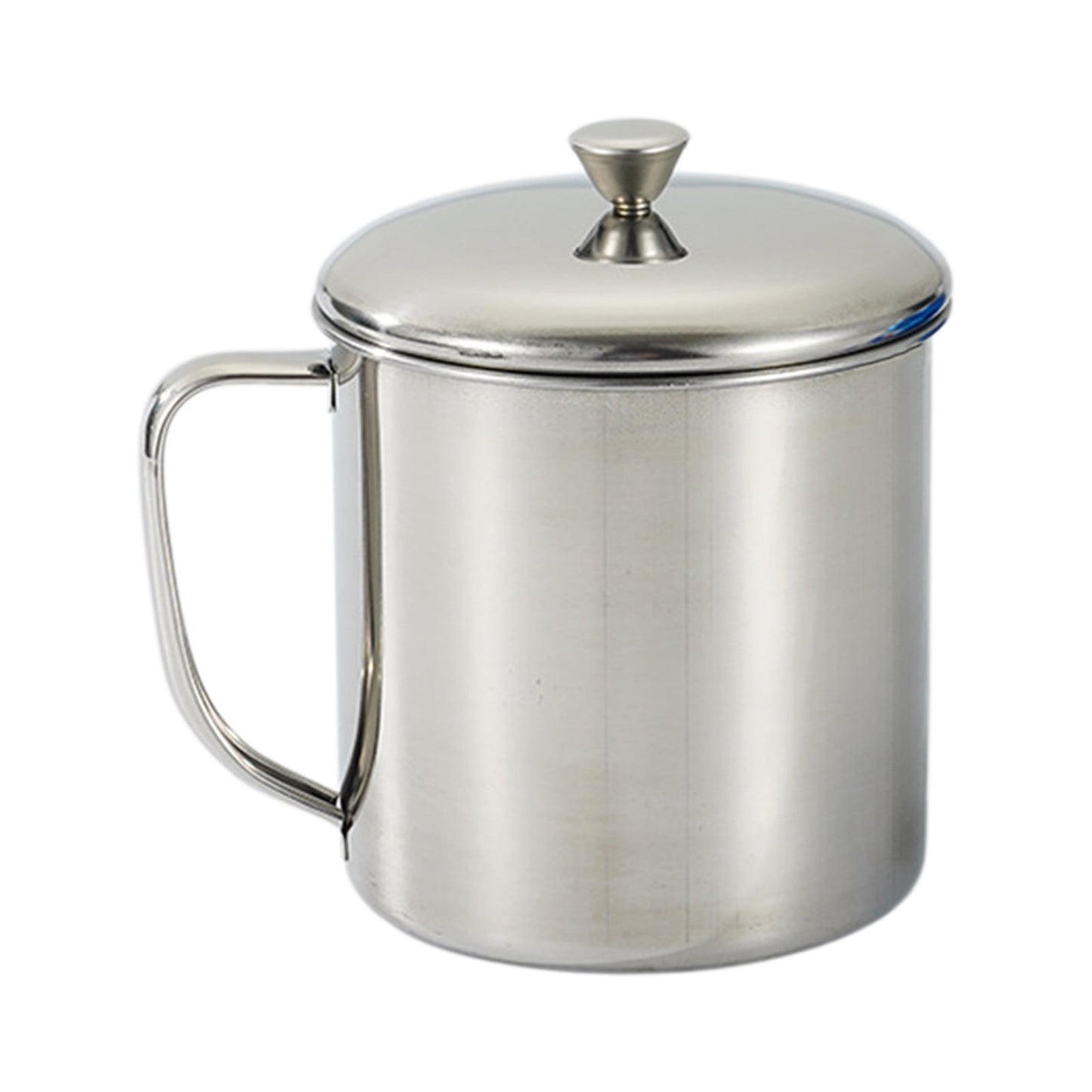 Darzheoy Stainless Steel Coffee Cup - Metal Tea Mug with Lid and Handle for Camping and Everyday Use M Silver