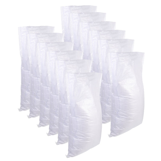 HOOWIFFY White PP Woven Sandbags for Flood , Home, Garage, Yard, and Outdoor Use