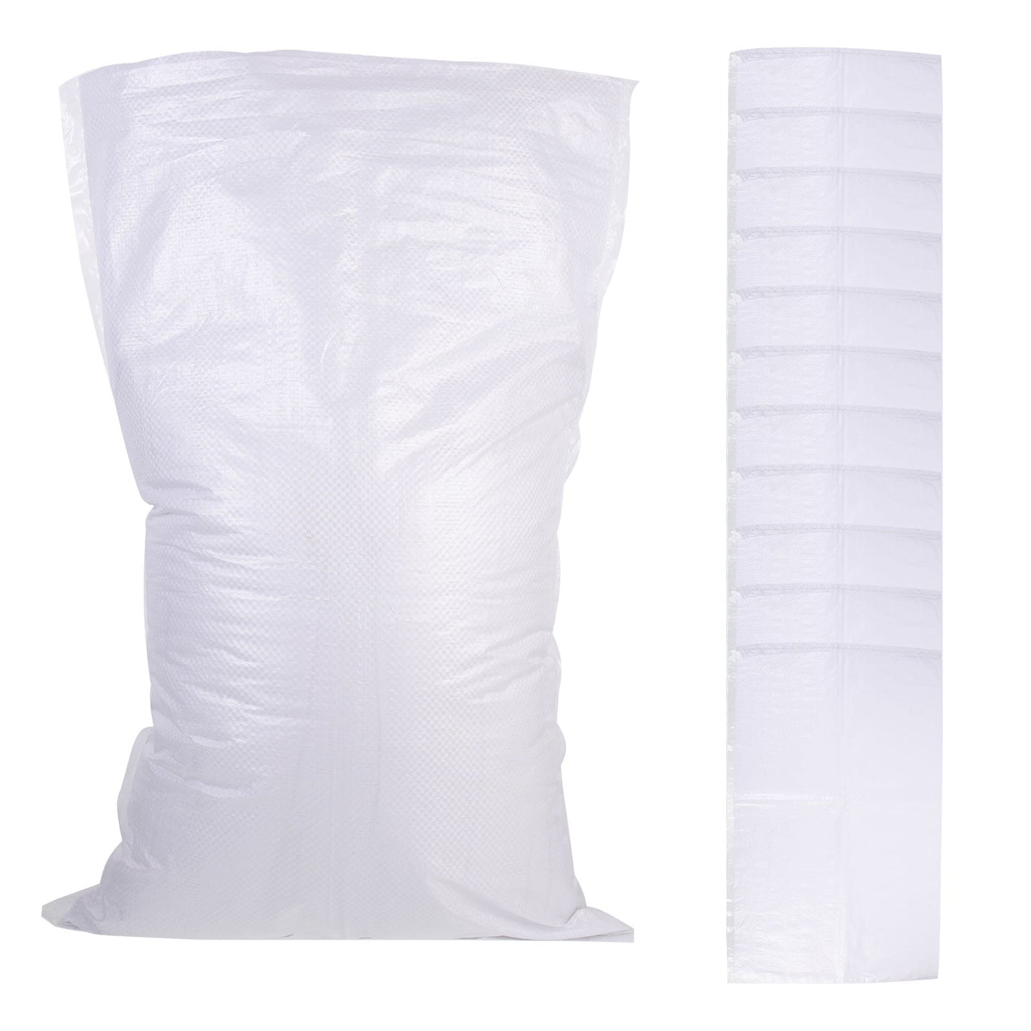 HOOWIFFY White PP Woven Sandbags for Flood , Home, Garage, Yard, and Outdoor Use