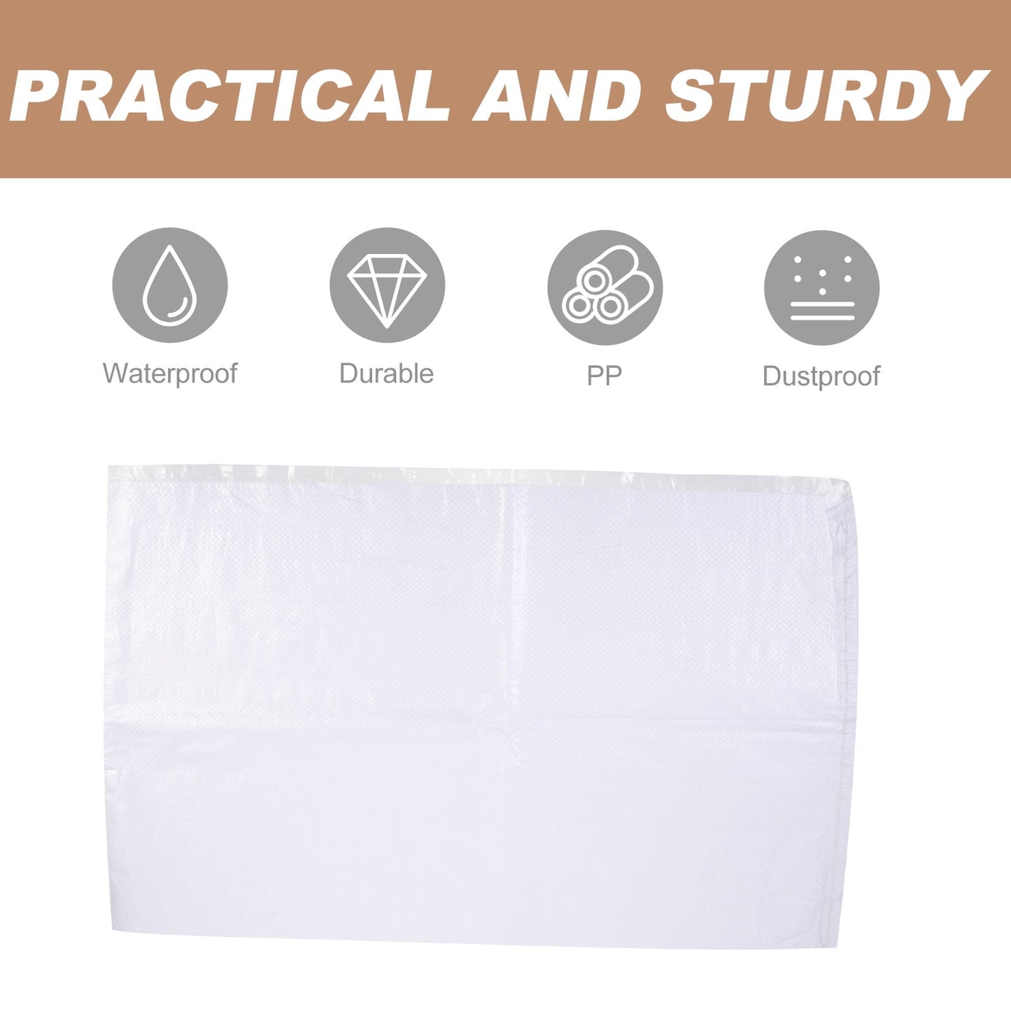 HOOWIFFY White PP Woven Sandbags for Flood , Home, Garage, Yard, and Outdoor Use